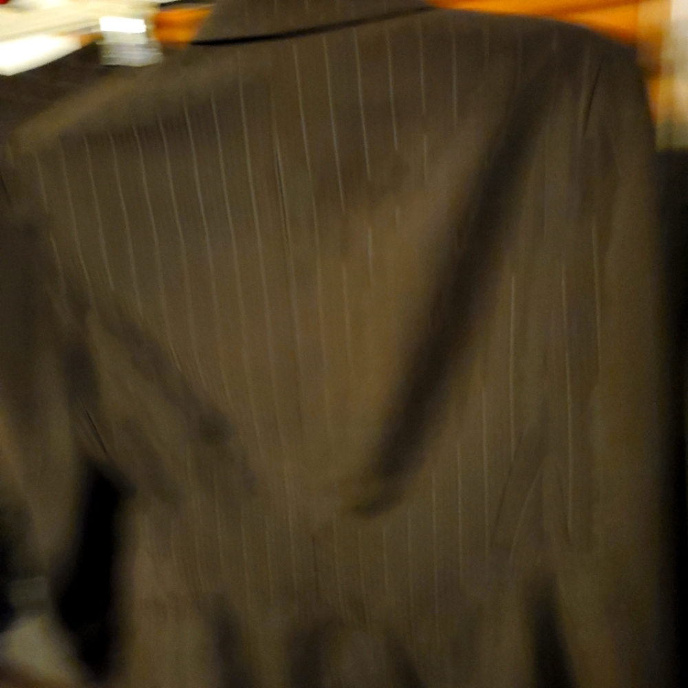 Signature by Larry Levine Brown & Light Blue Dress Jacket & Pant Suit